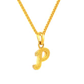 22K Gold "P" Initial Alphabet Pendant